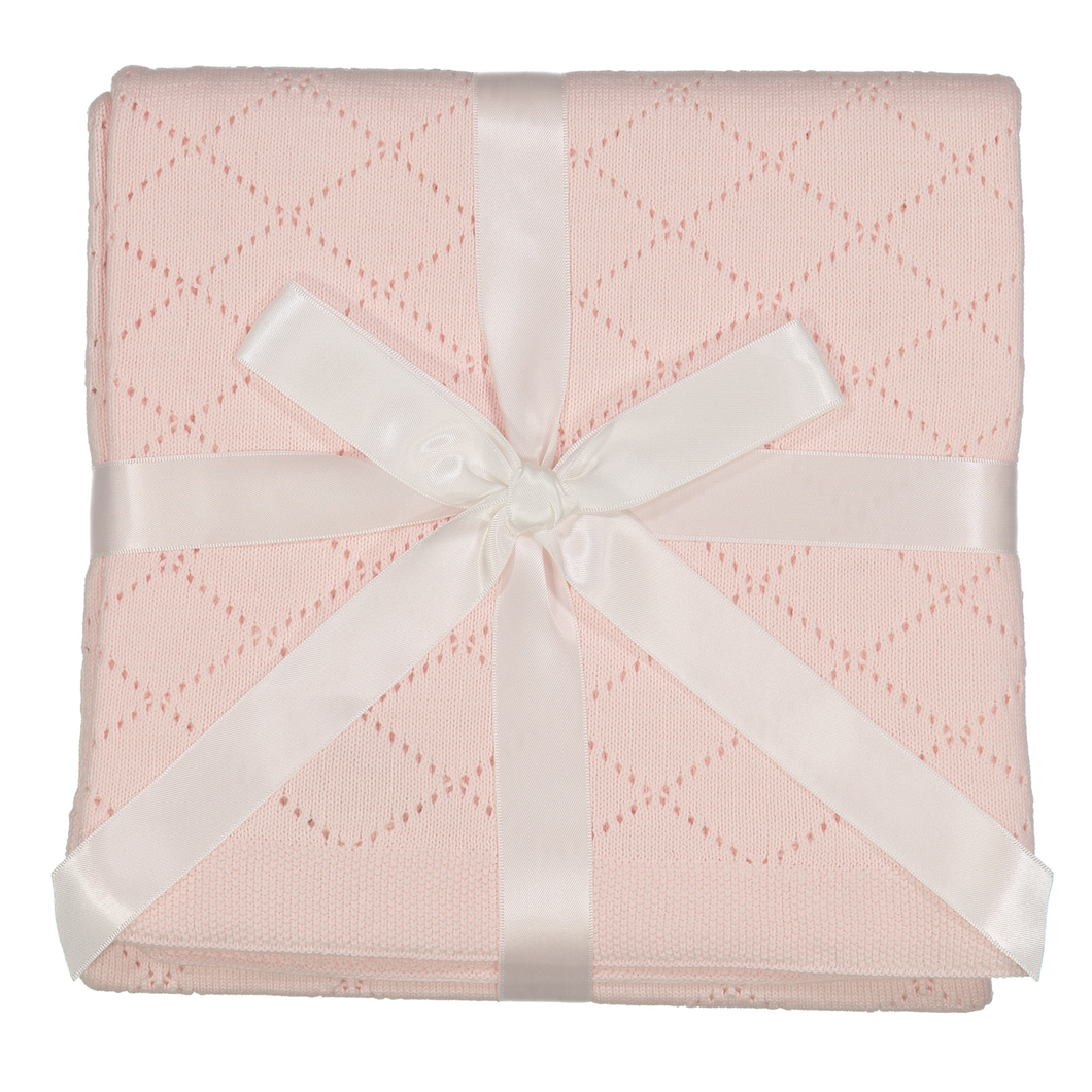 Pink Diamond Pointelle Knit Blanket