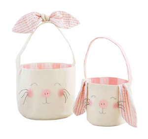 Pink Bunny Canvas Basket