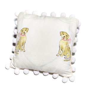 Yellow Puppy Dog Pillow With Pink Bow