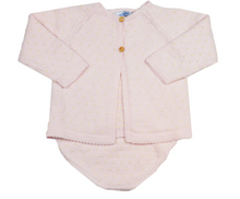 Load image into Gallery viewer, Dot Collection Cardigan &amp; Bloomer Set - Pink with Ecru
