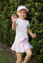 Load image into Gallery viewer, Quinn Tennis Skort - Pink Mini Gingham With Blue Trim
