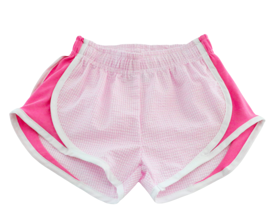 Pink With Hot Pink Athletic Seersucker Shorts – Belles & Beaux®