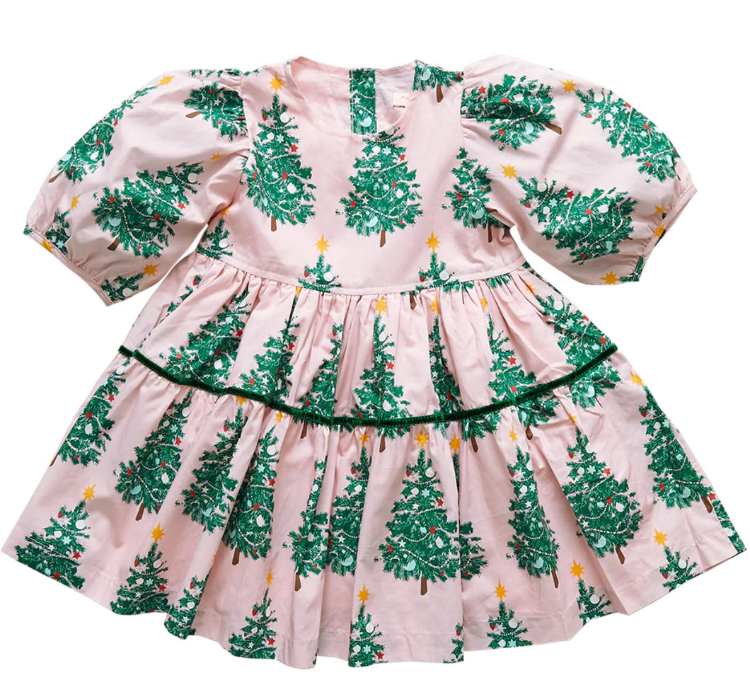 Mirabelle Dress - Pink Trees