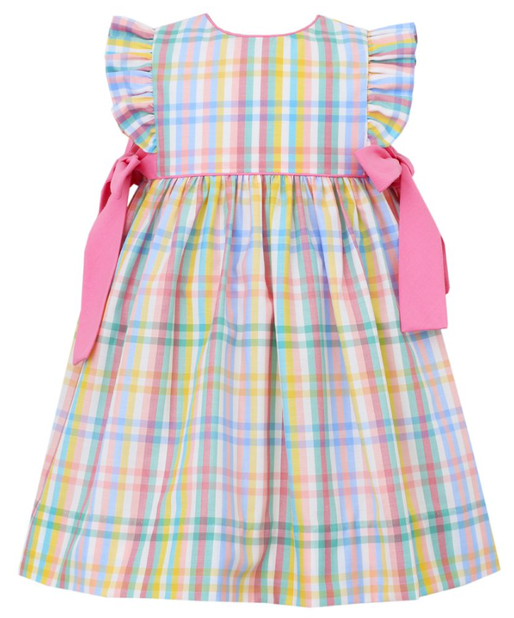 Multi Color Pastel Plaid Sleeveless Dress With Pink Side Bows – Belles &  Beaux®