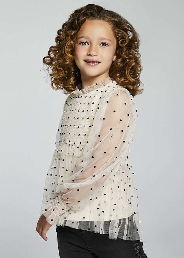 Polka Dot Tulle Blouse