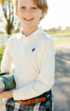 Load image into Gallery viewer, Prim &amp; Proper Long Sleeve Polo - Pearl/Nantucket Navy
