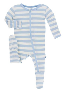 Pond Stripe Footie With Zipper