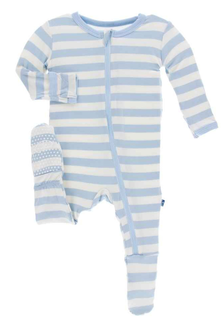 Pond Stripe Footie With Zipper