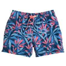 Load image into Gallery viewer, Aged Denim Tropical Blooms Swim Trunk
