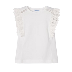 White Lace Sleeve T-Shirt