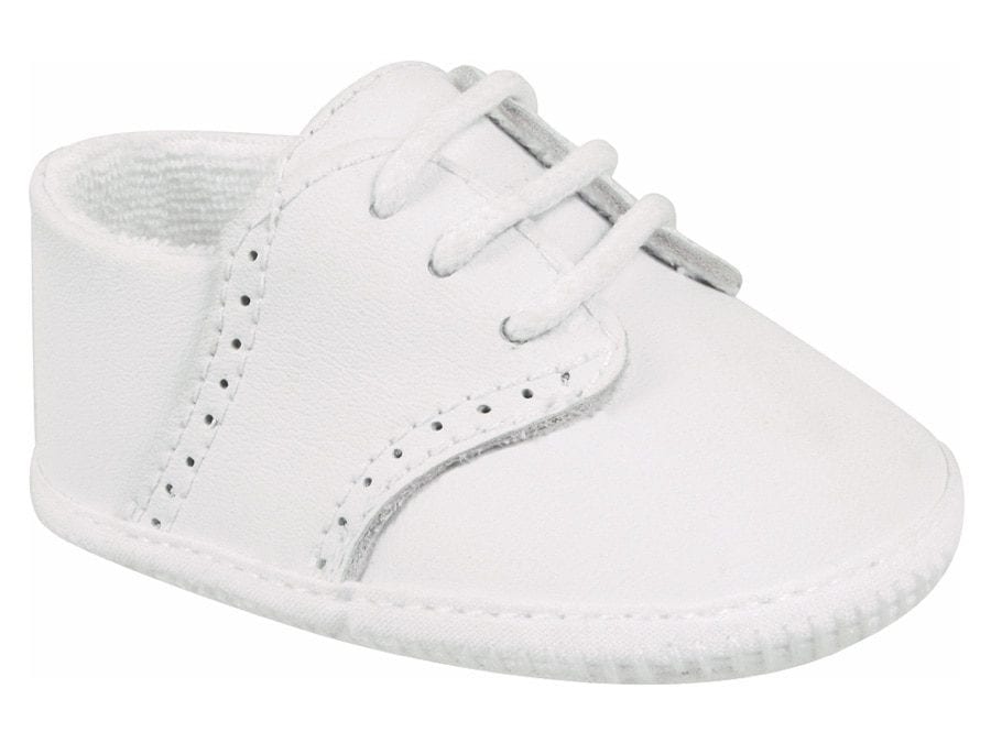 White Leather Saddle Oxford Crib Shoe