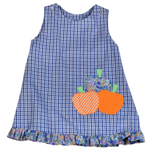 Load image into Gallery viewer, Blue Plaid Reversible Jumper With Pumpkins And Turkeys
