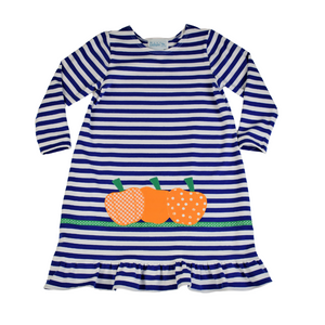 Blue And White Knit Pumpkins Dress