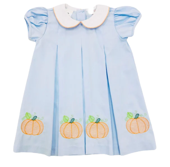 Dana Pumpkin Embroidered Pleated Dress