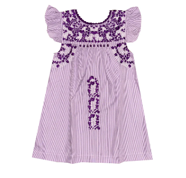 Purple Stripe Flutter Sleeve Dress