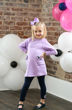 Load image into Gallery viewer, Purple Jacquard Knit Dress With Flowers And leggings
