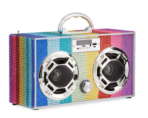 Rainbow Bling Retro Bluetooth Boombox