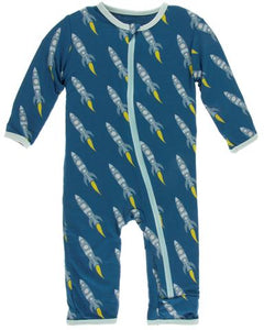 Rockets Print Coverall with Zipper