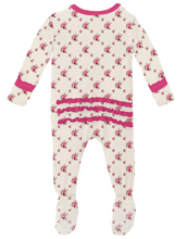 Load image into Gallery viewer, Rose Trellis Muffin Ruffle Footie With Zipper
