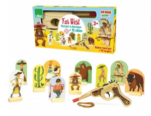 Far West Wooden Rubber Band Gun With Targets