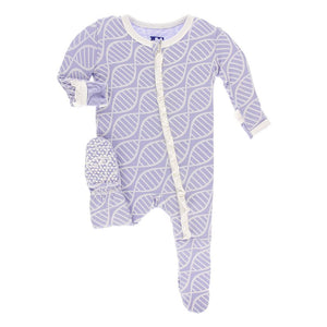 Lilac Print Ruffle Footie with Zipper