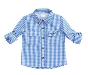 Sea Urchin Blue Windowpane Fishing Shirt