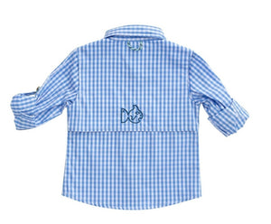 Sea Urchin Blue Windowpane Fishing Shirt