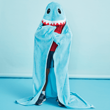 Load image into Gallery viewer, Shark Hooded Plush Blanket
