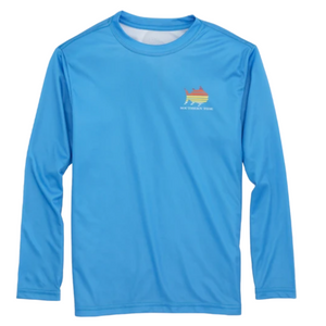 Malibu Blue Long Sleeve Skipjack Sunset Performane T-Shirt