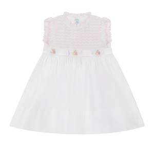 White With Pink Sleeveless Secret Garden Dress