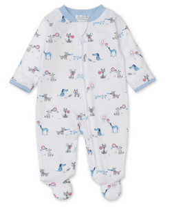 Sporty Pups Print Footie With Zipper - Multi