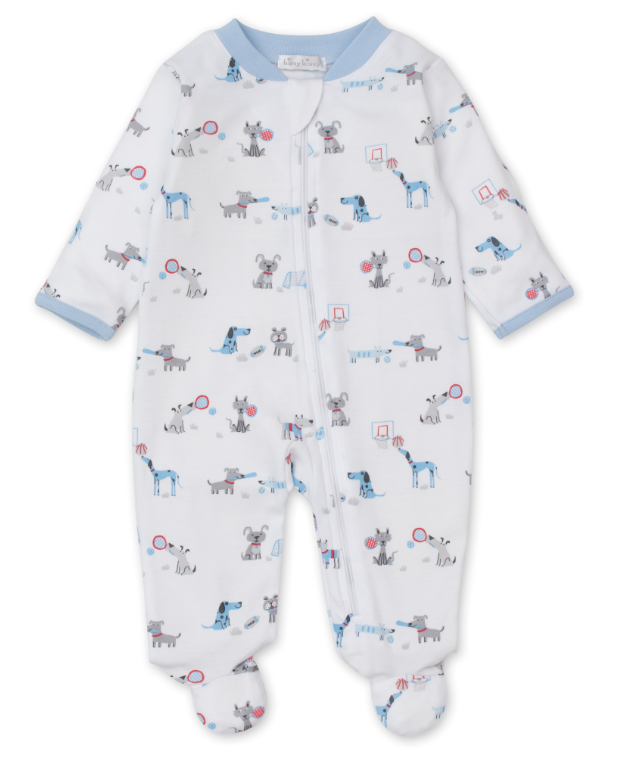 Sporty Pups Print Footie With Zipper - Multi