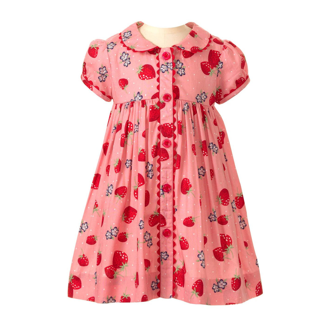 Strawberry Button Front Dress With Bloomer