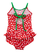 Load image into Gallery viewer, Strawberry Polka Dot Swimsuit
