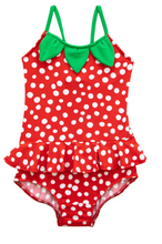 Load image into Gallery viewer, Strawberry Polka Dot Swimsuit
