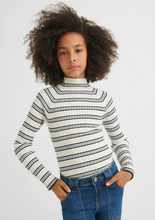 Load image into Gallery viewer, Stripe Knit Mock Neck Sweater
