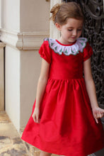 Load image into Gallery viewer, Red Taffeta Dress With Wreath Trim
