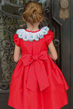 Load image into Gallery viewer, Red Taffeta Dress With Wreath Trim
