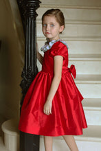Load image into Gallery viewer, Red Taffeta Dress With Wreath Trim
