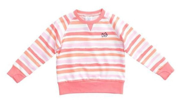 Salmon Rose Striped Crew Sweatshirt