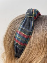 Load image into Gallery viewer, Top Knot Knit Tartan Plaid Headband
