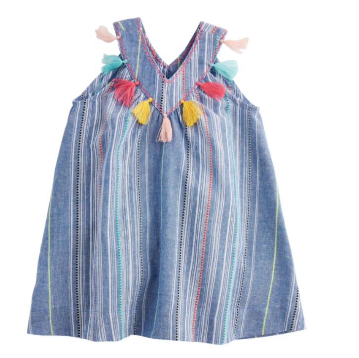 Chambray Tassel Dress