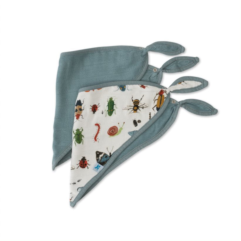 Deluxe Muslin Bandana Bib 2 Pack -  Bugs