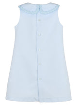 Load image into Gallery viewer, Blue Pique A-Line Dress With Scallop Insert
