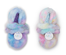 Load image into Gallery viewer, Fuzzy Tie Dye Rainbow Slippers And Scrunchie Set
