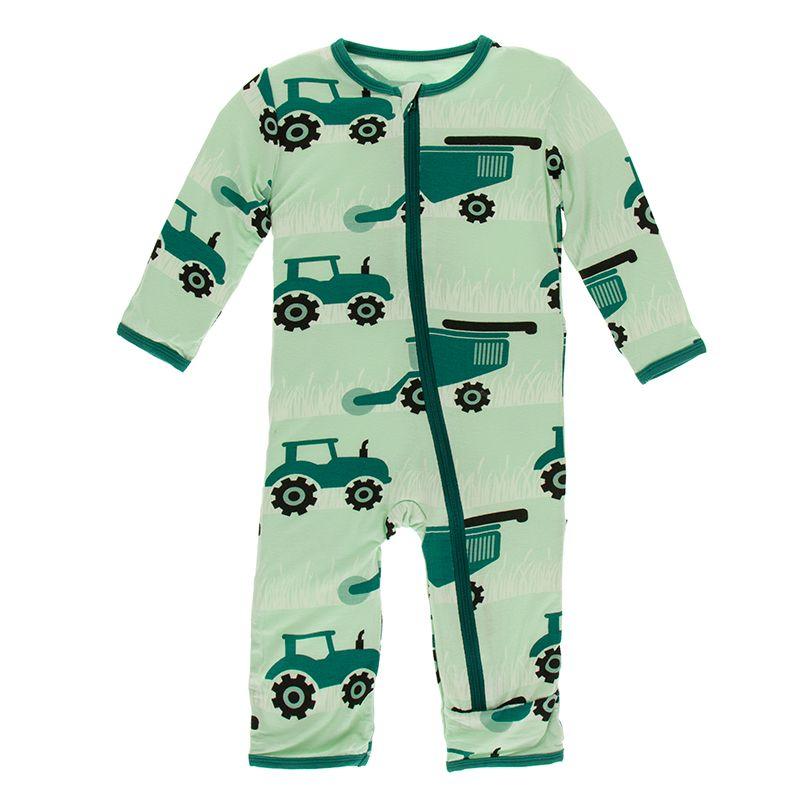 Pistachio Tractors And Wheat Coverall With Zipper