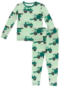 Pistachio Tractor Long Sleeve Pajama Set