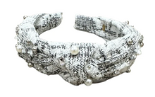 Load image into Gallery viewer, Tweed Jeweled Knot Headband
