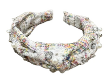 Load image into Gallery viewer, Tweed Jeweled Knot Headband
