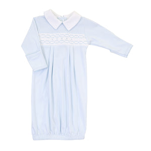 Cora & Cole's Classic Smocked Collared Blue Gown